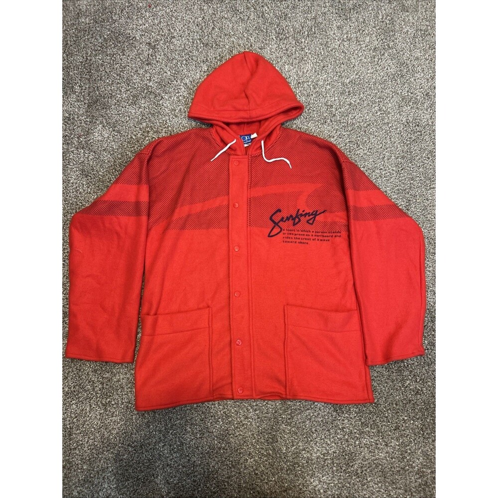 Vintage 80s Ocean pacific Red Surfing Surf Cover Up Jacket Soft Size Medium